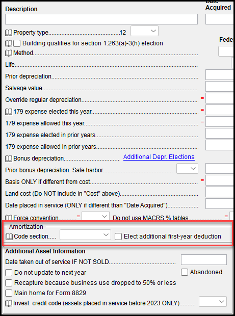 Amortization section